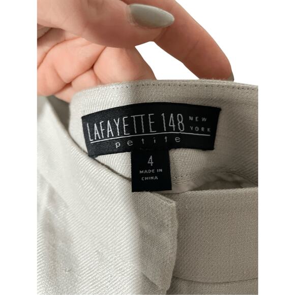 Lafayette 148 Barrow Cream Barrow Linen Pleated Slacks SZ 4P Office Siren - Picture 6 of 8